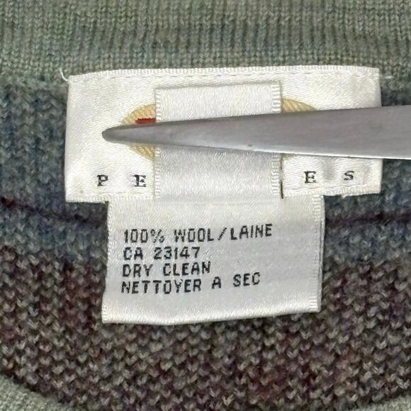 VTG Talbots 100% Wool Embroidered Cardigan Women's Petite M | Sage Green | EUC - Picture 5 of 10